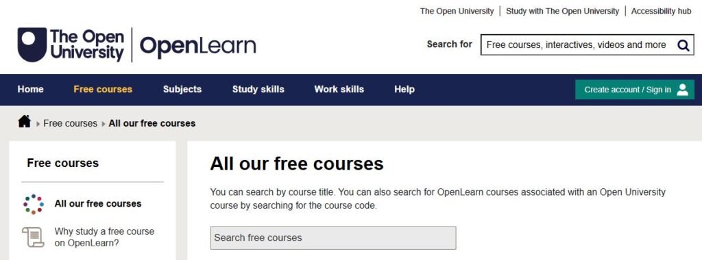 OpenLearn free short courses